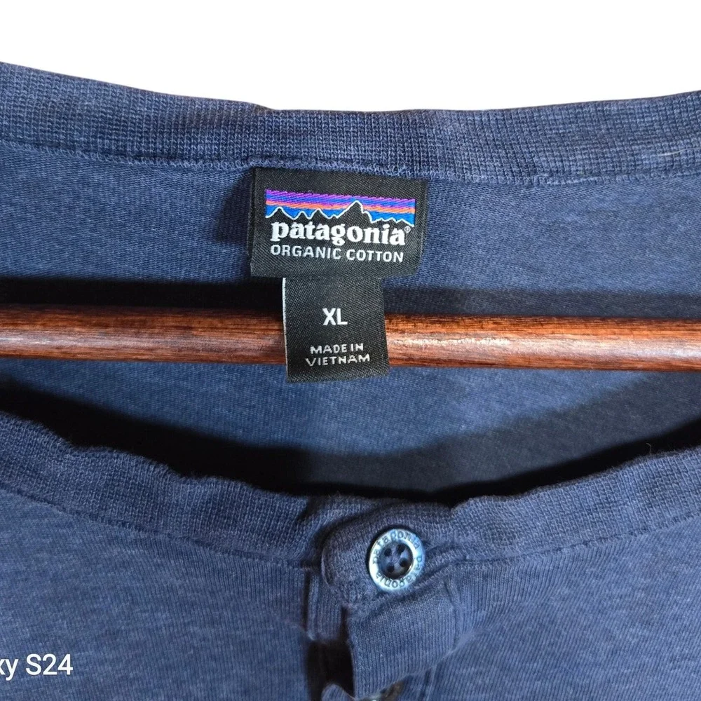 Patagonia Organic Cotton Long Sleeve‎ Henley Shirt Blue Mens XL - Picture 4 of 6